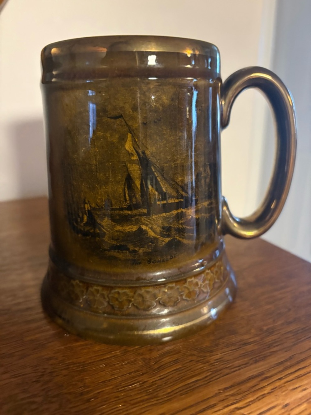 Ridgway Royal Vistas Ware Brown Glazed Sailboat Ceramic Mug